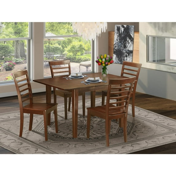 East West Furniture MILA5-MAH-W Kitchen Dinette Small Table & 4 Chairs, Mahogany