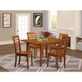 thumbnail image 1 of East West Furniture MILA5-SBR-W Small Spaces Dining Tables & 4 Kitchen Chairs, Saddle Brown, 1 of 5