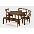 thumbnail image 1 of East West Furniture MILA6D-MAH-LC Milan 6PC Set with Rectangular Table featured 12 in butterfly leaf and 4 Faux Leather seat chairs and 52-in Long Bench, 1 of 1
