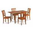 thumbnail image 1 of East West Furniture MLAV5-SBR-W Milan 5PC Set with Rectangular Table with 12 in butterfly leaf and 4 Wood seat chairs, 1 of 1