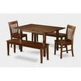 thumbnail image 1 of East West Furniture MLNO5C-MAH-W 5PC Set with Rectangular 36 x 54 Table with 12 in butterfly leaf and 2 Wood seat chairs and 2 51-in Long benches, 1 of 1
