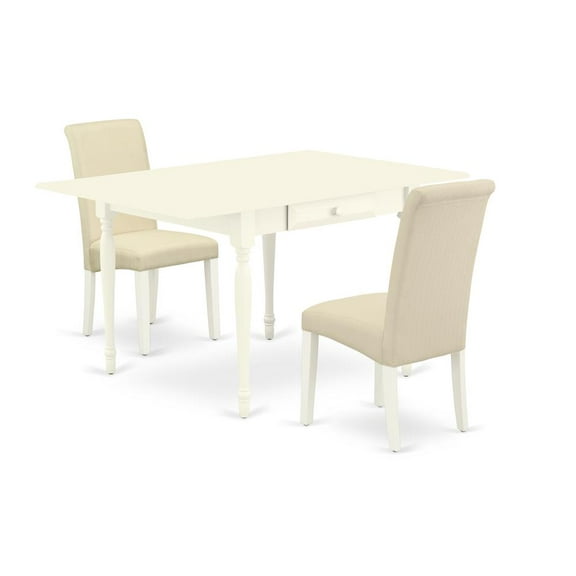 East West Furniture Dining Room Set Linen White, MZBA3-LWH-01