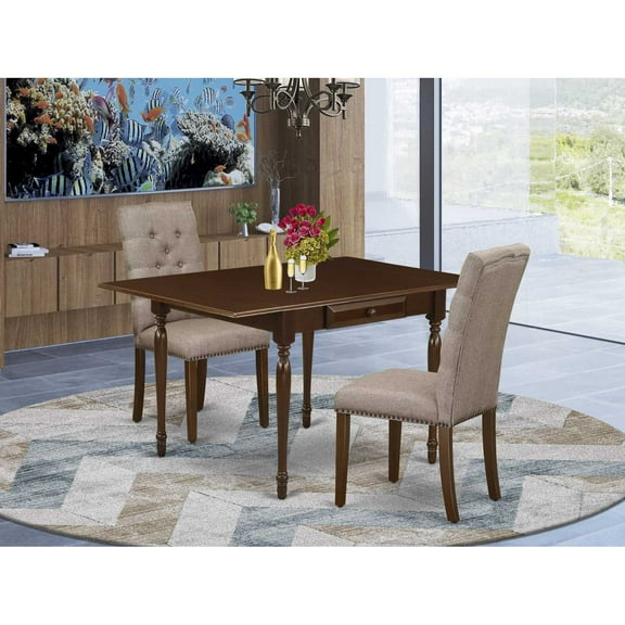 East West Furniture Dining Room Set Mahogany, MZEL3-MAH-16