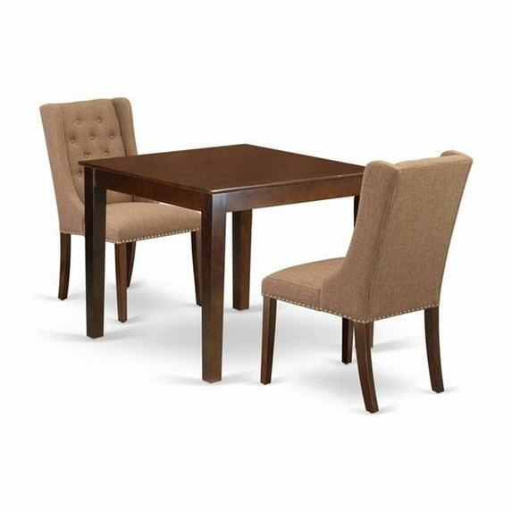 East West Furniture Oxford 3-piece Wood Dining Set in Mahogany/Light Sable