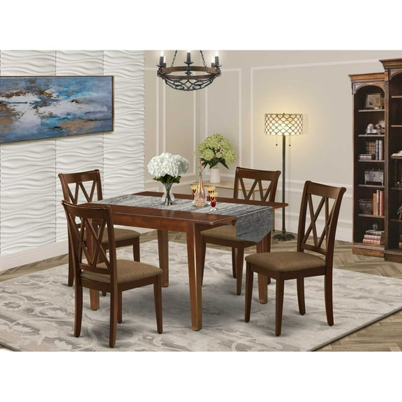 East West Furniture Dining Room Set Mahogany, MLCL5-MAH-C