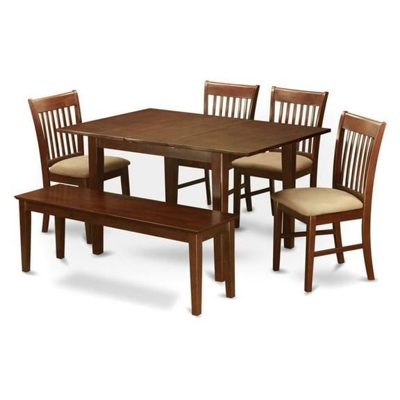 East West Furniture Milan 6 Piece Rectangular Dining Table Set with Norfolk Chairs