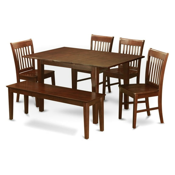 East West Furniture Milan 6 Piece Rectangular Dining Table Set with Norfolk Chairs