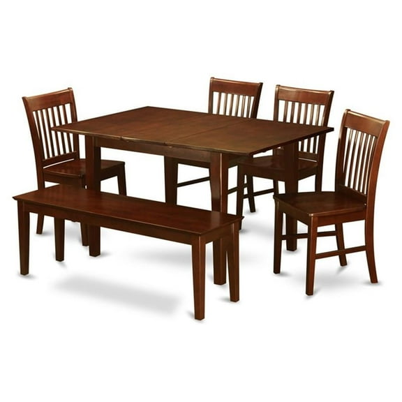 East West Furniture Milan 6-piece Traditional Wood Dining Set in Mahogany