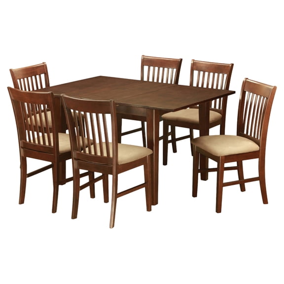 East West Furniture Milan 7 Piece Rectangular Dining Table Set with Norfolk Chairs