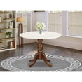 thumbnail image 1 of East West Furniture Modern Dining Table with Drop Leaves - Linen White Table Top and Mahogany Pedestal Leg Finish, 1 of 2