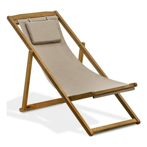 East West Furniture Modern Outdoor Patio Garden Camping Chairs - Beacher Monroe Polyester Fabric Relax Chairs Set of 2 - Natural Oil Finish