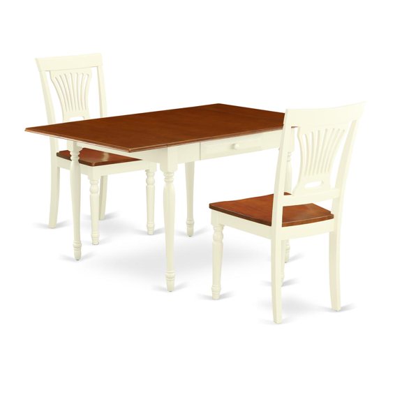 East West Furniture Dining Room Set Buttermilk & Cherry, MZPL3-WHI-W