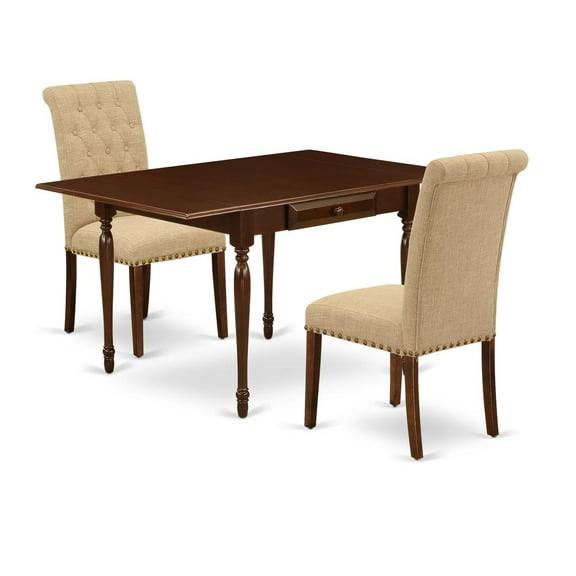 East West Furniture Dining Room Set Mahogany, MZBR3-MAH-04