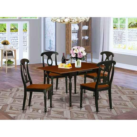East West Furniture Monza 5-piece Wood Dining Room Set in Black/Cherry