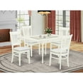 thumbnail image 1 of East West Furniture Monza 5-piece Wood Dining Set with Cushion Seat in White, 1 of 5