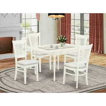 East West Furniture Monza 5-piece Wood Dining Set with Cushion Seat in White