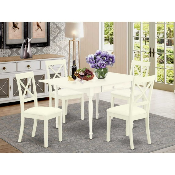 East West Furniture Dining Room Set Linen White, MZBO5-LWH-LC