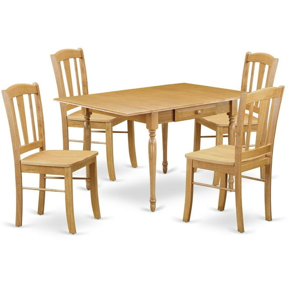 East West Furniture Dining Room Set Oak, MZDL5-OAK-W