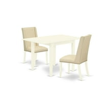 East West Furniture Norden 3-piece Wood Dining Table and Chair Set in White