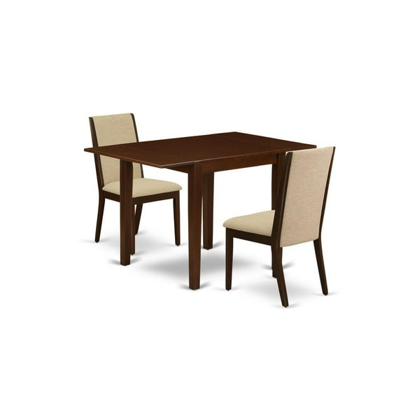 East West Furniture Norden 3-piece Wood Dining Set in Mahogany/Light Tan