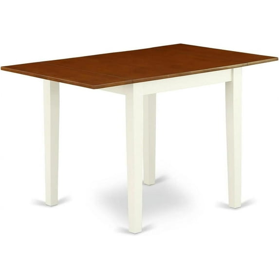 East West Furniture NDT-WHI-T Norden Modern Dining Table - a Rectangle Kitchen Table Top with Dropleaf & Stylish Legs, 30x48 Inch, Buttermilk & Cherry