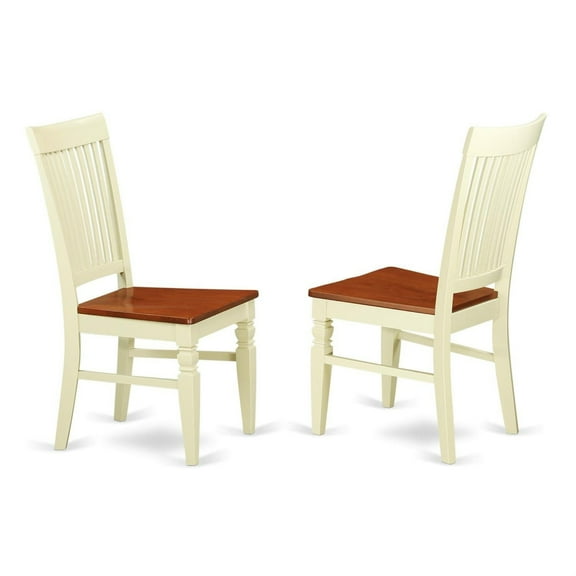 East West Furniture NDWE5-WHI-W, 5Pc Dinette Set for Small Spaces Includes a Wood Dining Table and 4 Wooden Dining Chairs with Solid Wood Seat and Slat Back, Buttermilk and Cherry Finish