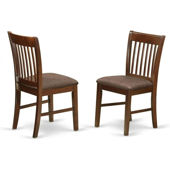 East West Furniture NFC-MAH-C Norfolk Dinette Chairs - Linen Fabric Upholstered Wooden Chairs, Set of 2, Mahogany