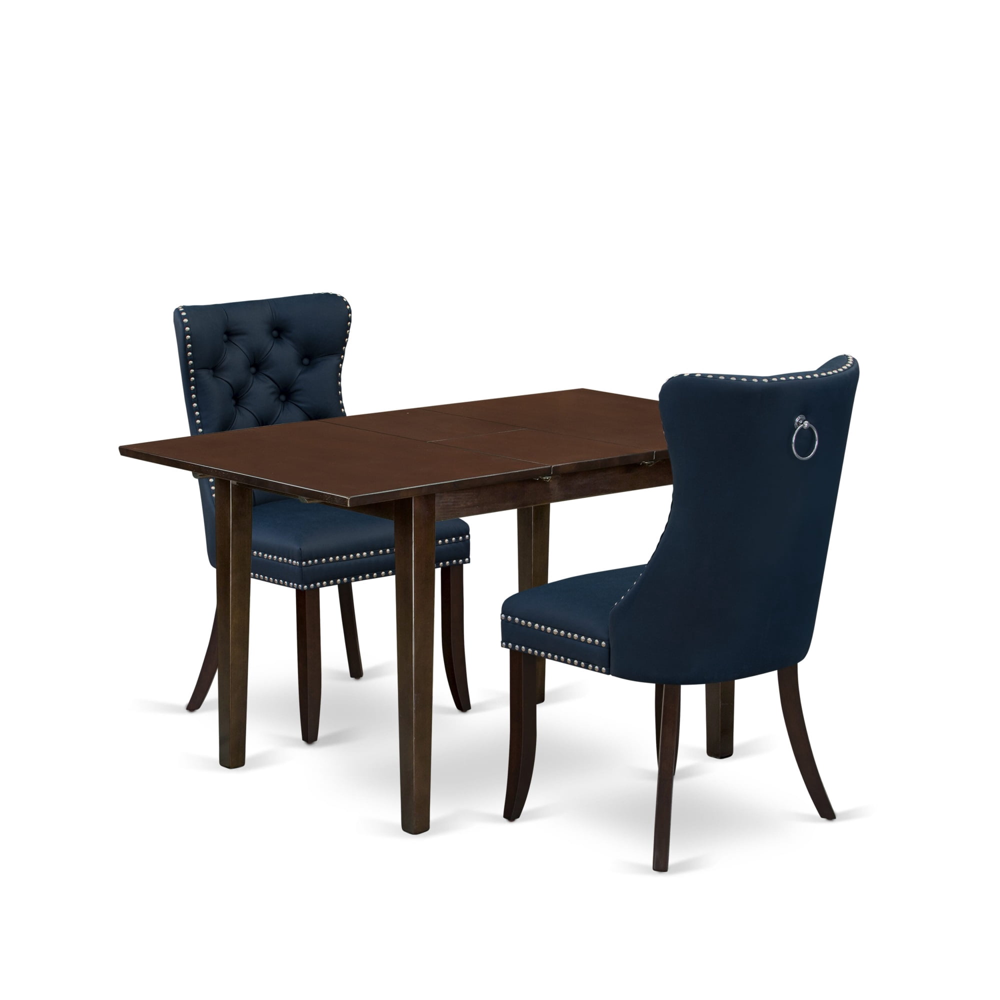 Set Tavolo Da Pranzo 3 Pezzi East West Furniture – Tavolo Rotondo In Legno + 2 Sedie – Mogano – 106 X 107 Cm
