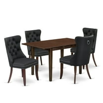 East West Furniture NFDA5-MAH-12 5 Piece Dining Set Includes a Rectangle Wooden Table with Butterfly Leaf and 4 Upholstered Chairs, 32x54 Inch, Mahogany
