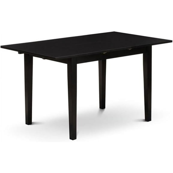 East West Furniture NFT-BLK-T Norfolk Kitchen Table - a Rectangle Dining Table Top with Butterfly Leaf, 32x54 Inch, Black