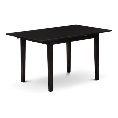 East West Furniture NFT-BLK-T Norfolk Kitchen Table - a Rectangle Dining Table Top with Butterfly Leaf, 32x54 Inch, Black