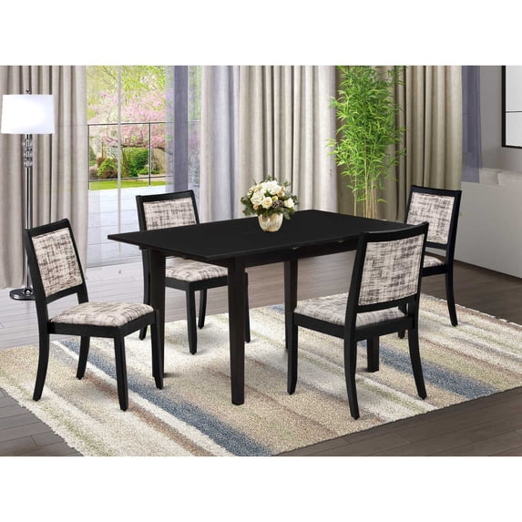East West Furniture Norfolk 5-Piece Dining Set in Black Finish
