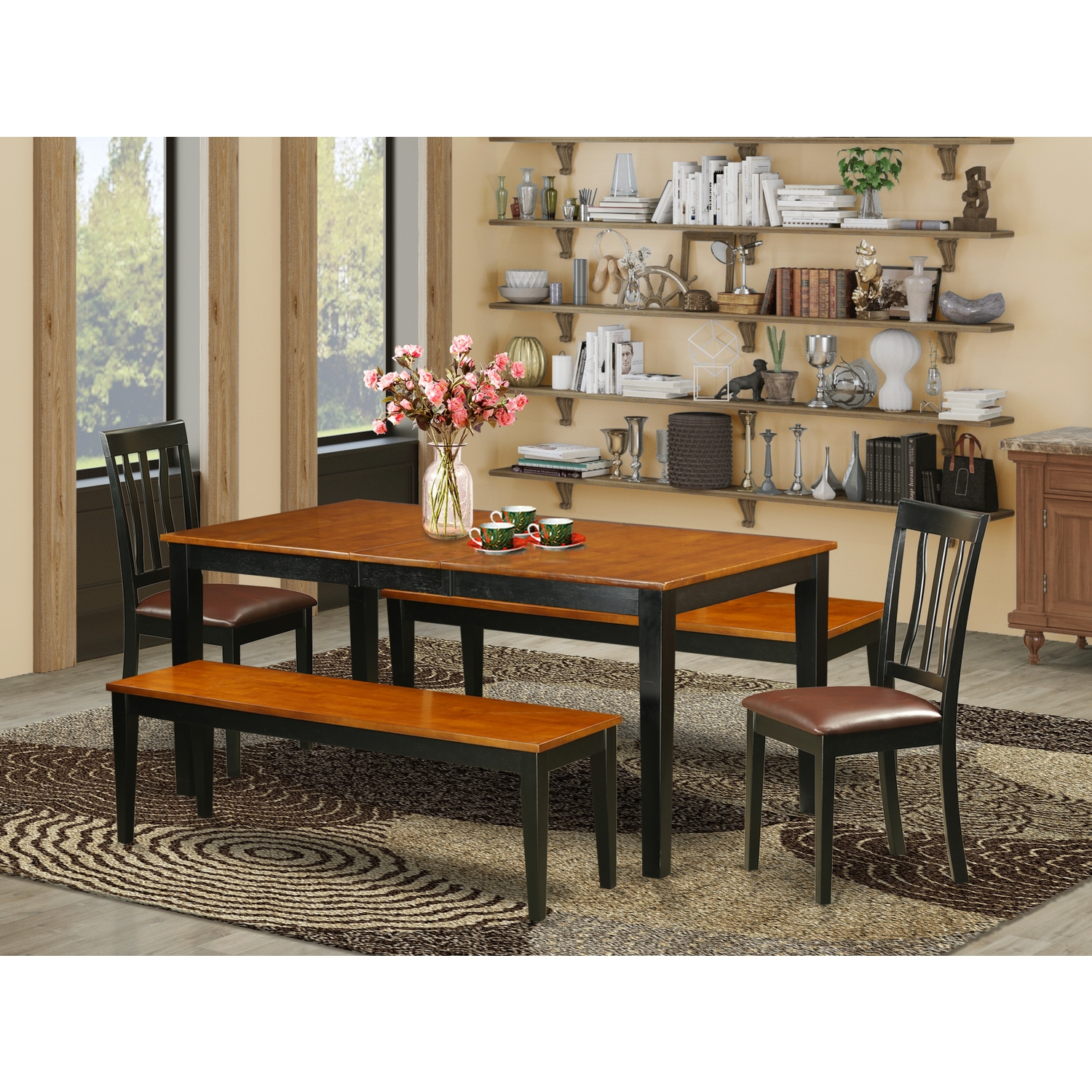 East West Furniture NIAN5NBCHLC 5 Pc Dining room set with bench