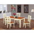 thumbnail image 1 of East West Furniture NICO5-WHI-W 5 Piece Dining Table Set-Table With Leaf 4 Chairs For Dining Room, 1 of 4