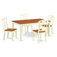 thumbnail image 1 of East West Furniture NIKE5-WHI-W Wood Seat Table & Chair Set with 4 Table & 4 Chairs, Buttermilk & Cherry - 5 Piece, 1 of 3