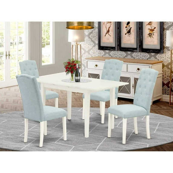 East West Furniture NOCE5-LWH-15 5 Piece Norfolk Rectangle Dinette Set - Linen White