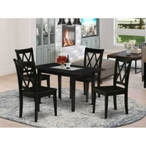 East West Furniture NOCL5-BLK-W 5 Piece Norfolk Wood Dining Table Set - Black