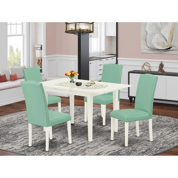 East West Furniture NOEN5-LWH-57 5 Piece Norfolk Dining Set - Linen White