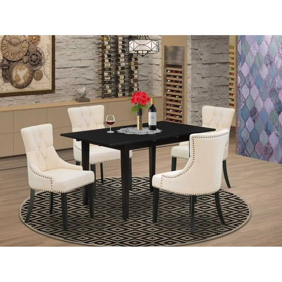 East West Furniture Dining Table- Parson Chairs, NOFR5-BLK-02