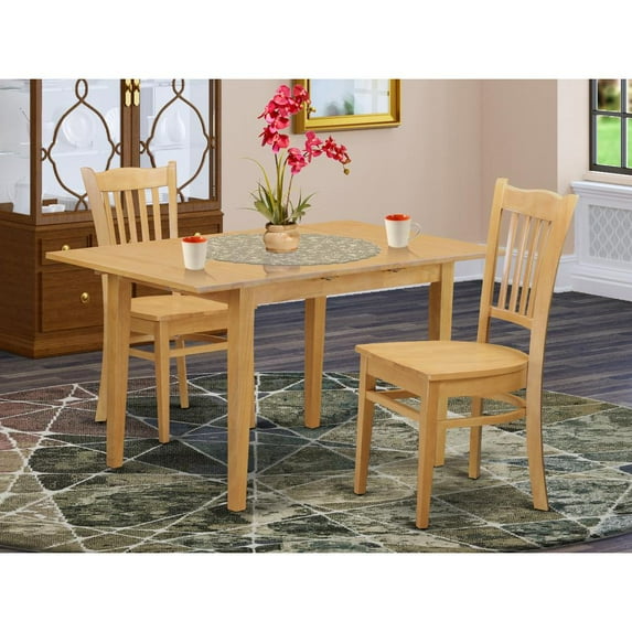 East West Furniture NOGR3-OAK-W Norfolk Dinette Table & 2 Chairs, Oak