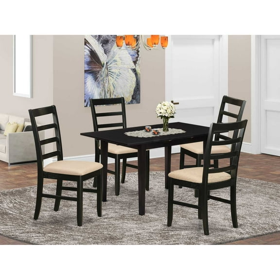 East West Furniture NOPF5-BLK-C 5 Piece Norfolk Rectangular Dining Table Set - Black