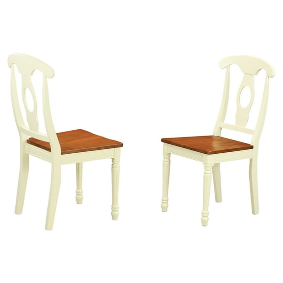East West Furniture Napoleon 10" Wood Dining Chairs in Cream/Cherry (Set of 2)