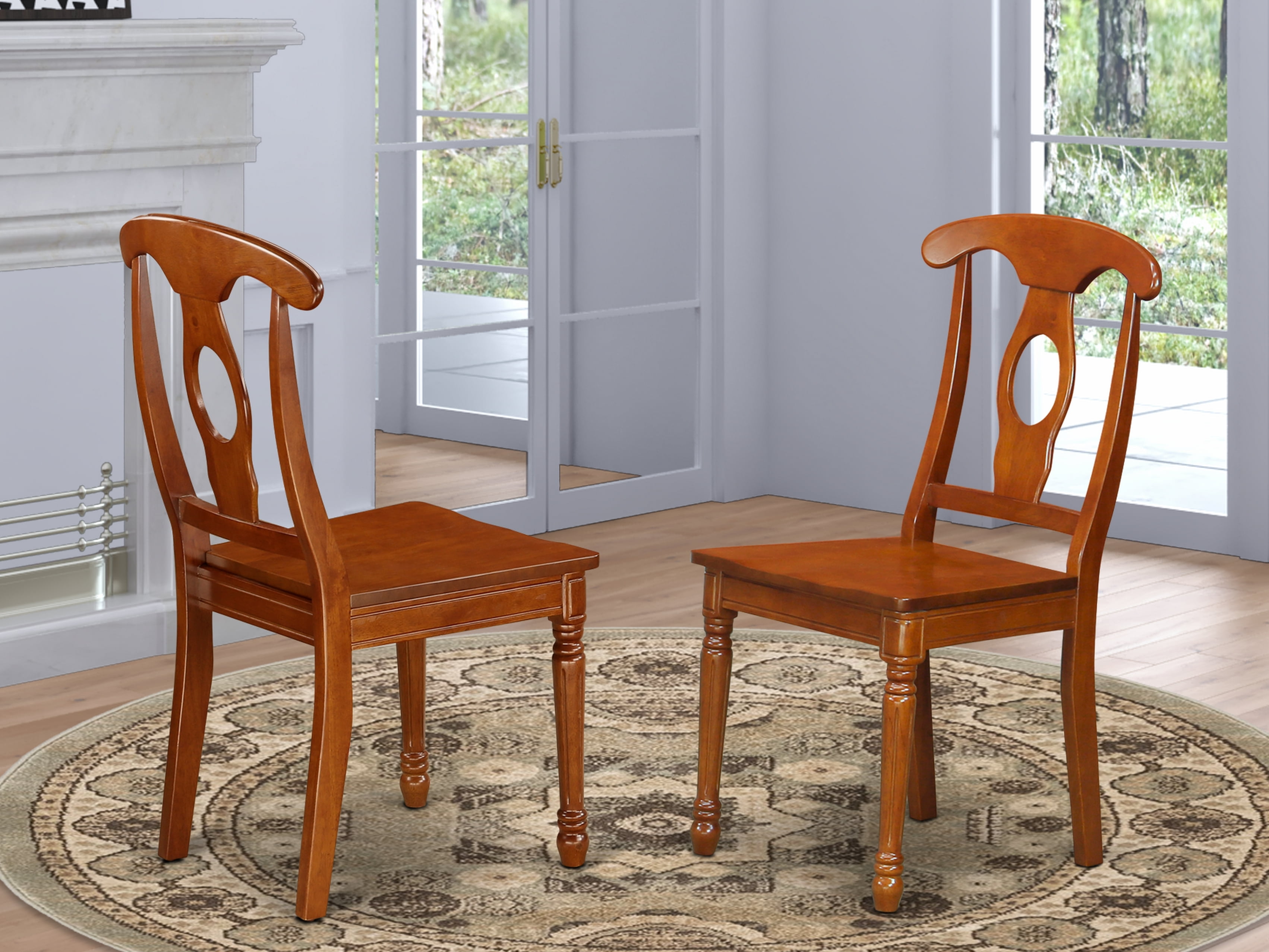 Saddle Brown High Back Solid Wood Slat Side Chair