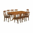 thumbnail image 1 of East West Furniture Napoleon 9-piece Dining Set with Linen Seat in Saddle Brown, 1 of 4