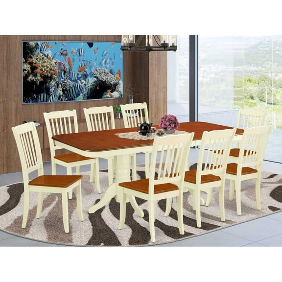 East West Furniture Dining Room Set Buttermilk & Cherry, NADA9-BMK-W