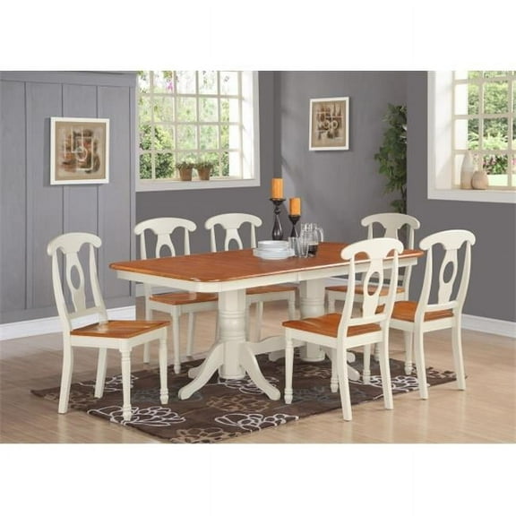East West Furniture Napoleon 9-piece Wood Dining Set in Buttermilk/Cherry