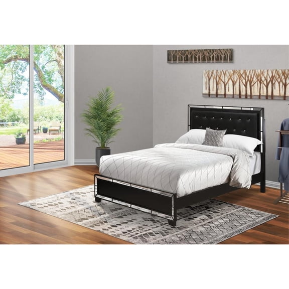East West Furniture Nella Traditional Engineered Wood Queen Bed in Black