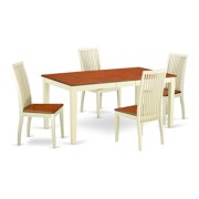 East West Furniture Dining Room Set Buttermilk & Cherry, NIIP5-BMK-W