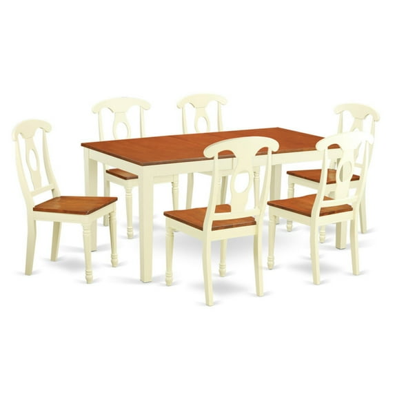 East West Furniture Nicoli 7 Piece Keyhole Dining Table Set