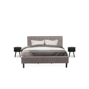 East West Furniture Nolan 3-Piece Wood King Bedroom Set in Taupe Brown/Black